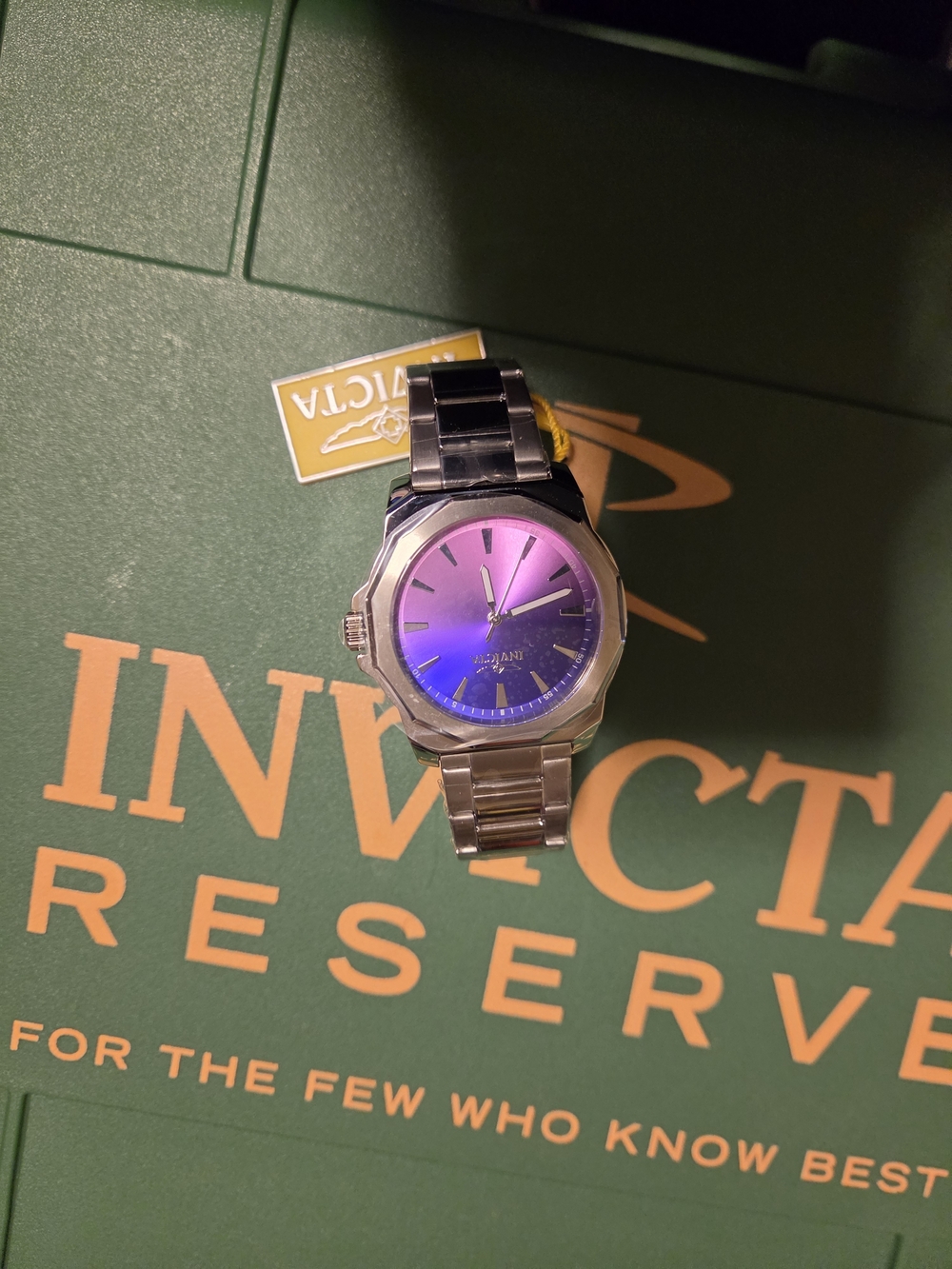 Invicta Men's Stainless Steel Watch with Purple Gradient Dial